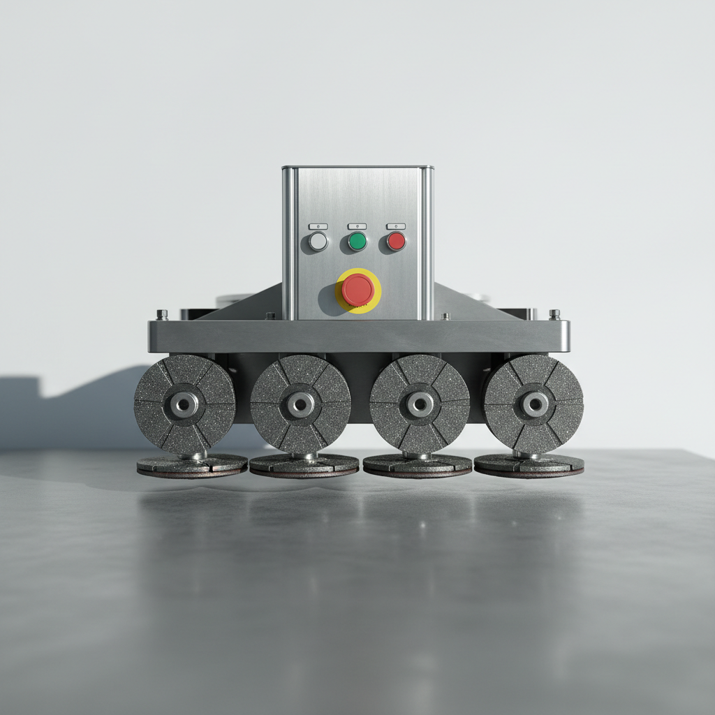 Stone surface polishing machine with diamond abrasive heads