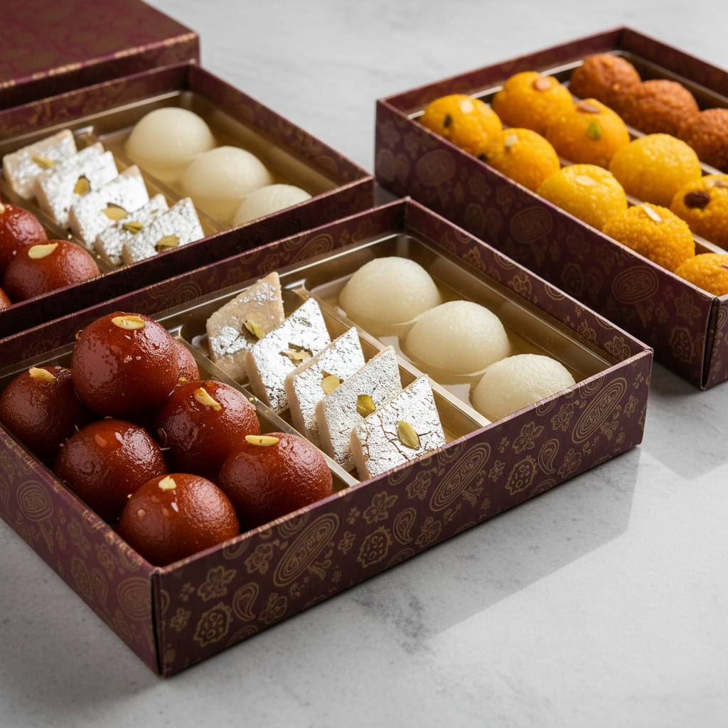 Premium chocolates and traditional Indian sweets and mithai