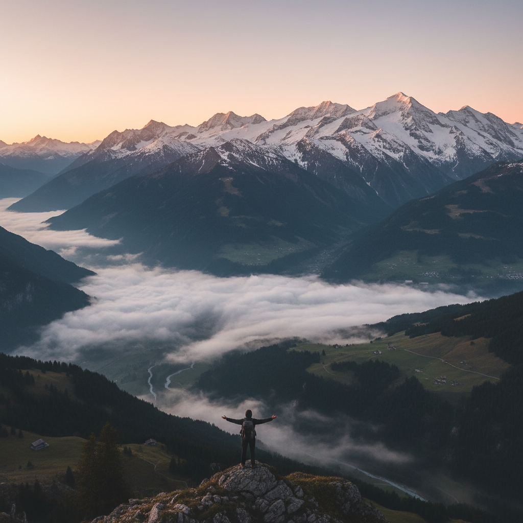 Alpine mountain landscape at dawn — the kind of view that makes you feel small in the best way