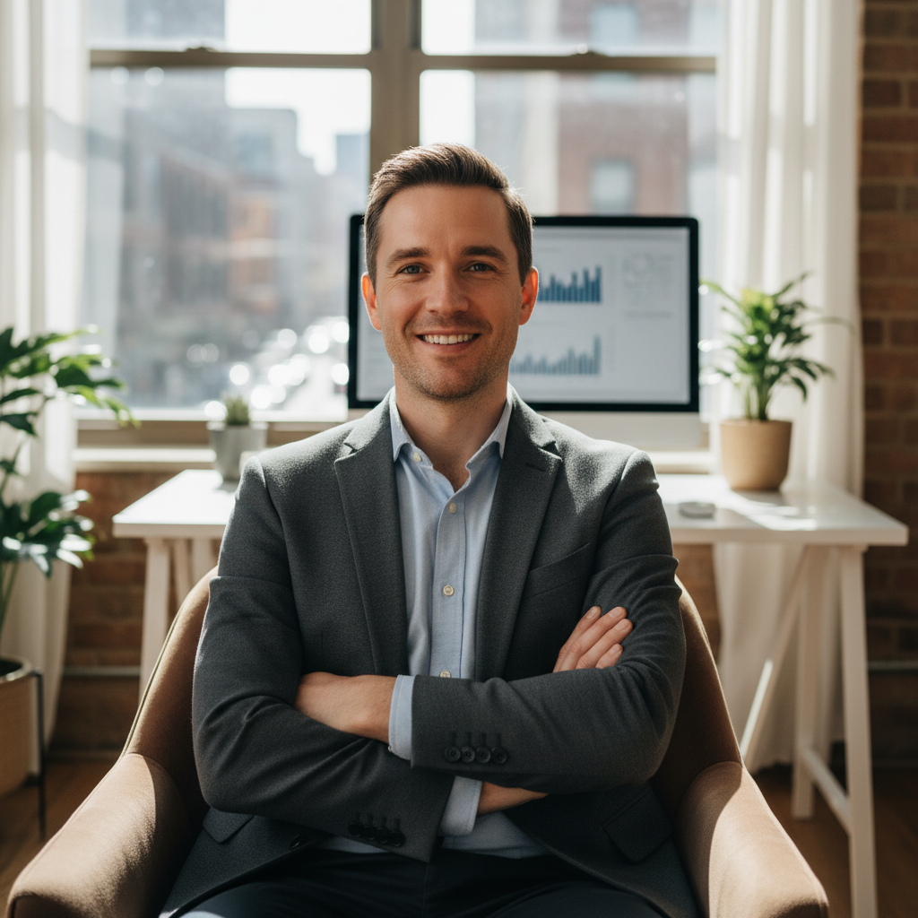 Jordan Okafor, digital marketing head with relaxed confident look