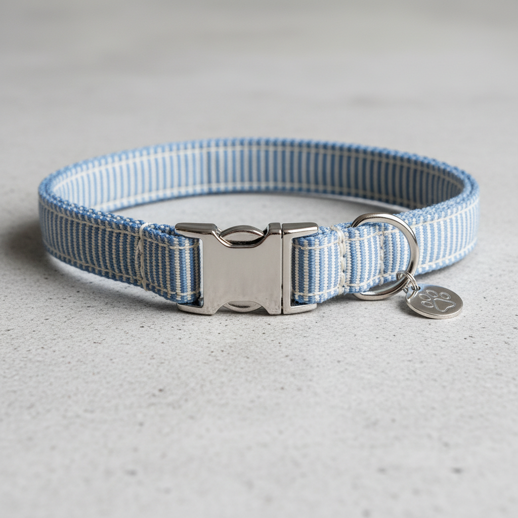 Cat collar laid flat showing width and hardware