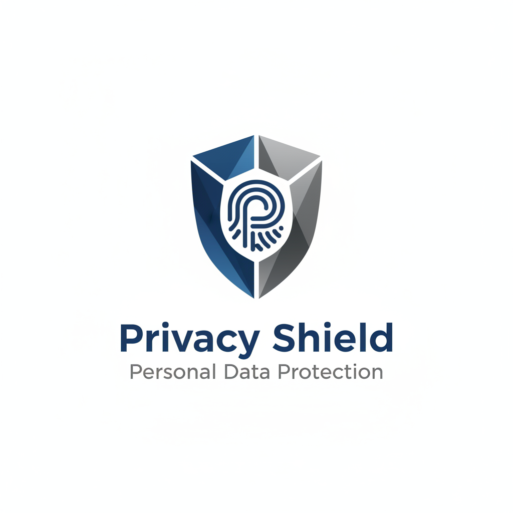 Privacy shield icon with personal data protection settings on computer screen