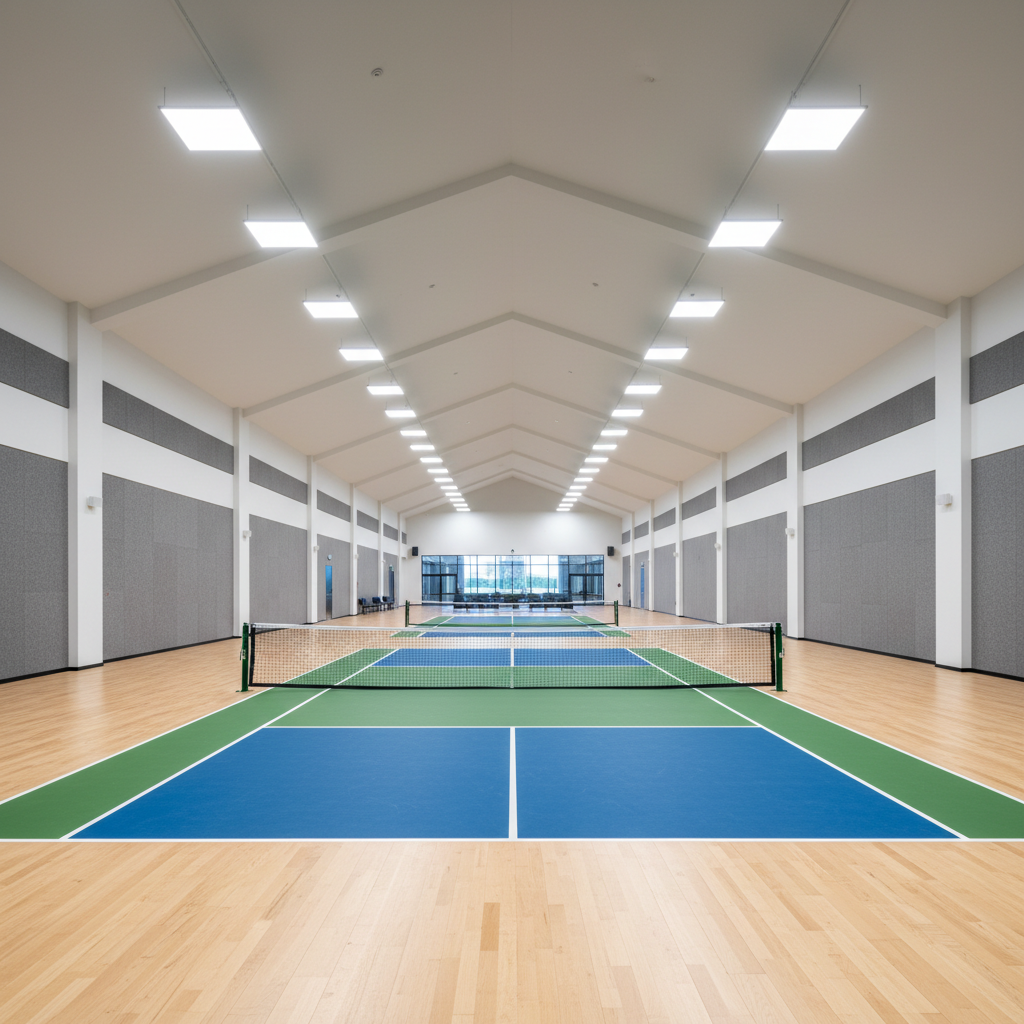 Indoor pickleball court with professional lighting at Pickleten Hennur Bangalore