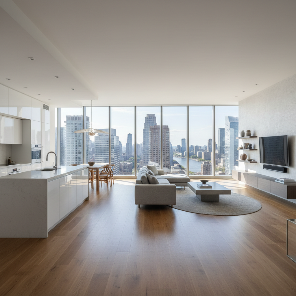 Modern Old Town Scottsdale condominium interior with bright open layout, warm natural light and contemporary finishes