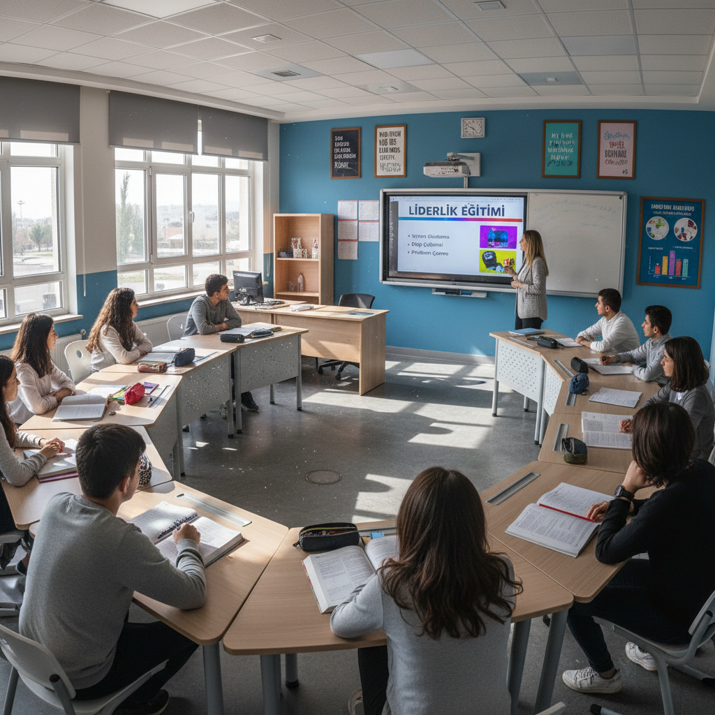 University classroom with students using laptops and interactive digital whiteboard