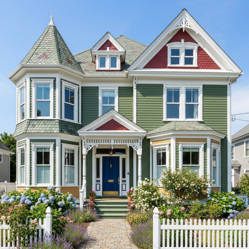 Beautifully restored luxury home exterior with fresh white paint, crisp dark trim, and manicured landscaping in Villa Park