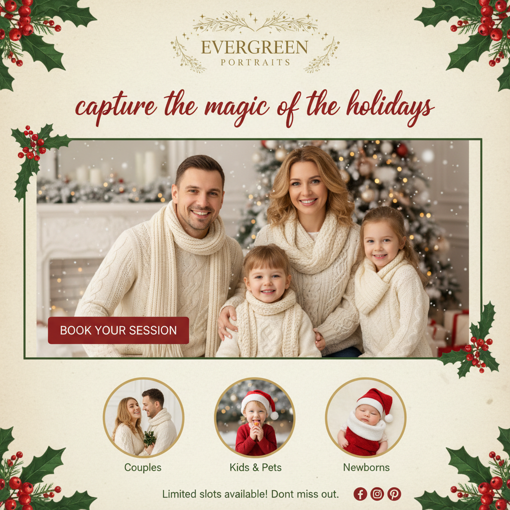 Portrait studio holiday campaign email newsletter preview