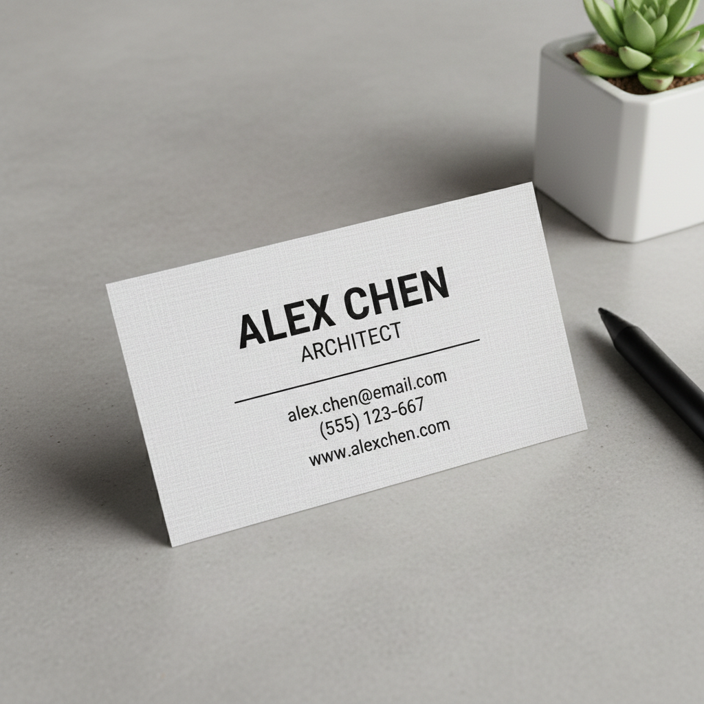 Architect portrait on dark-themed digital business card