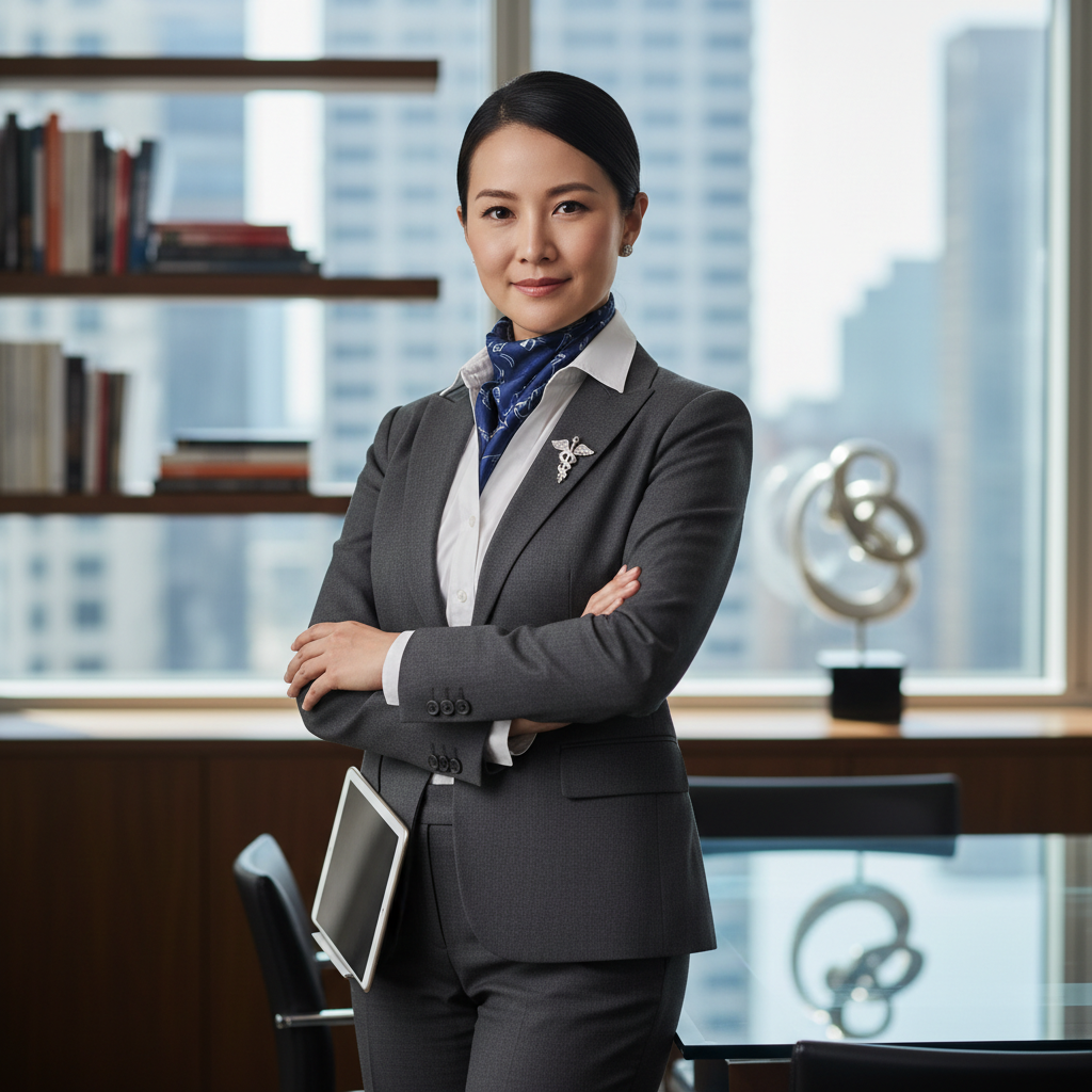 Professional female physician CMO in business attire