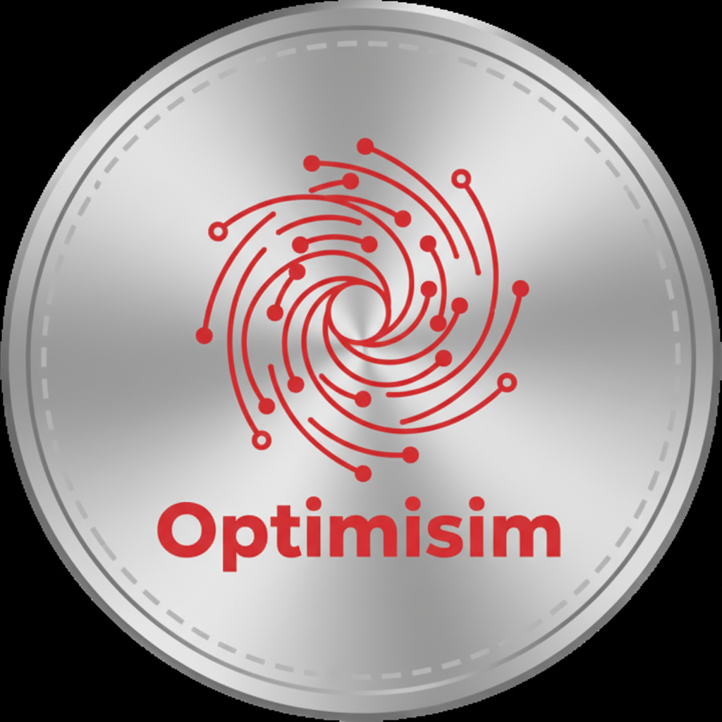 Optimism layer 2 logo with red circle