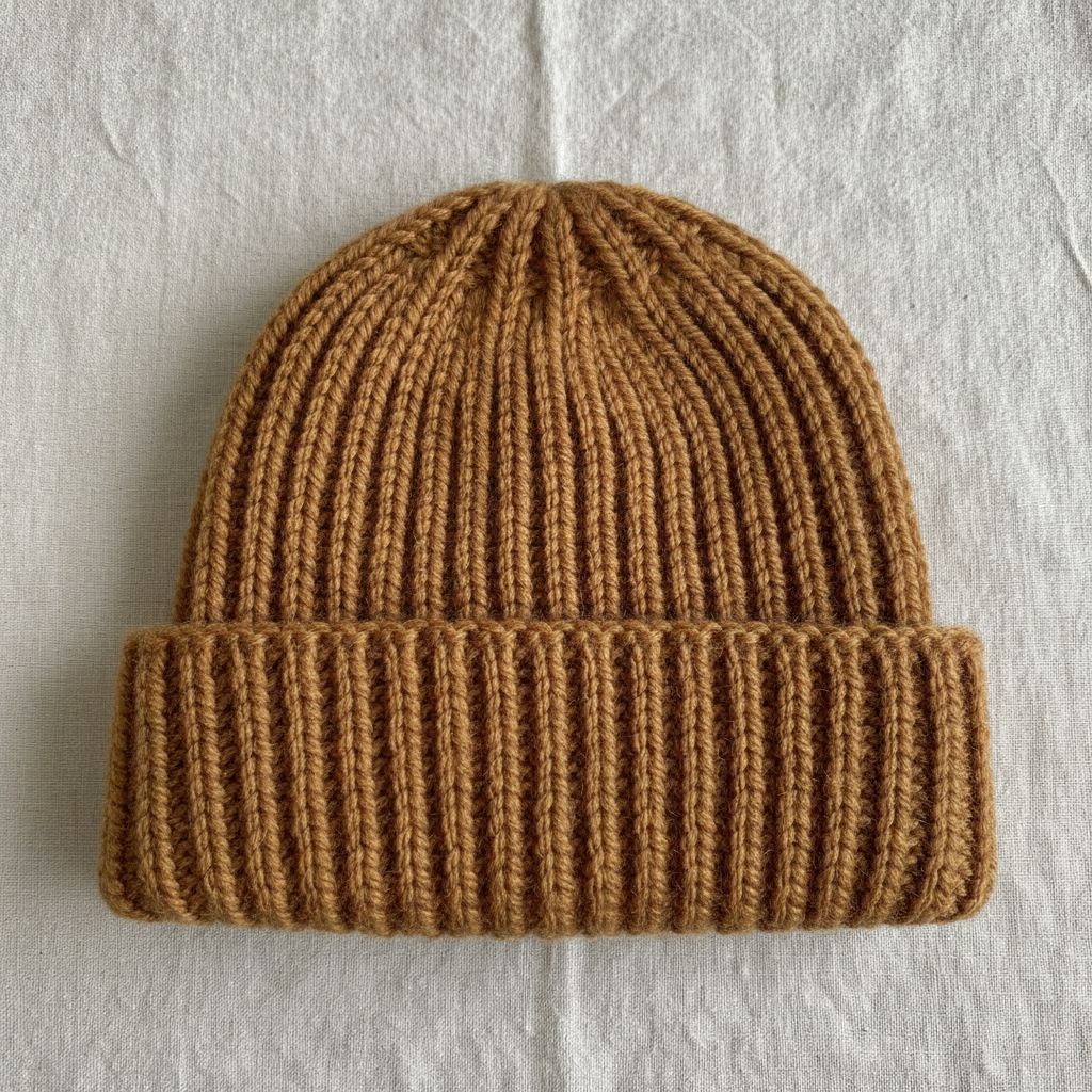 Copper ribbed knit beanie hat warm rust color winter accessory