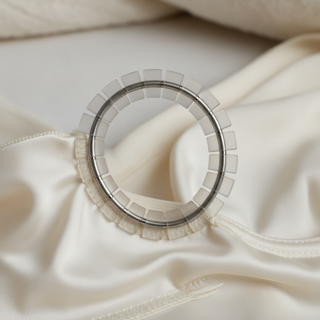 Close-up of FlexChannel underwire construction showing bend flexibility