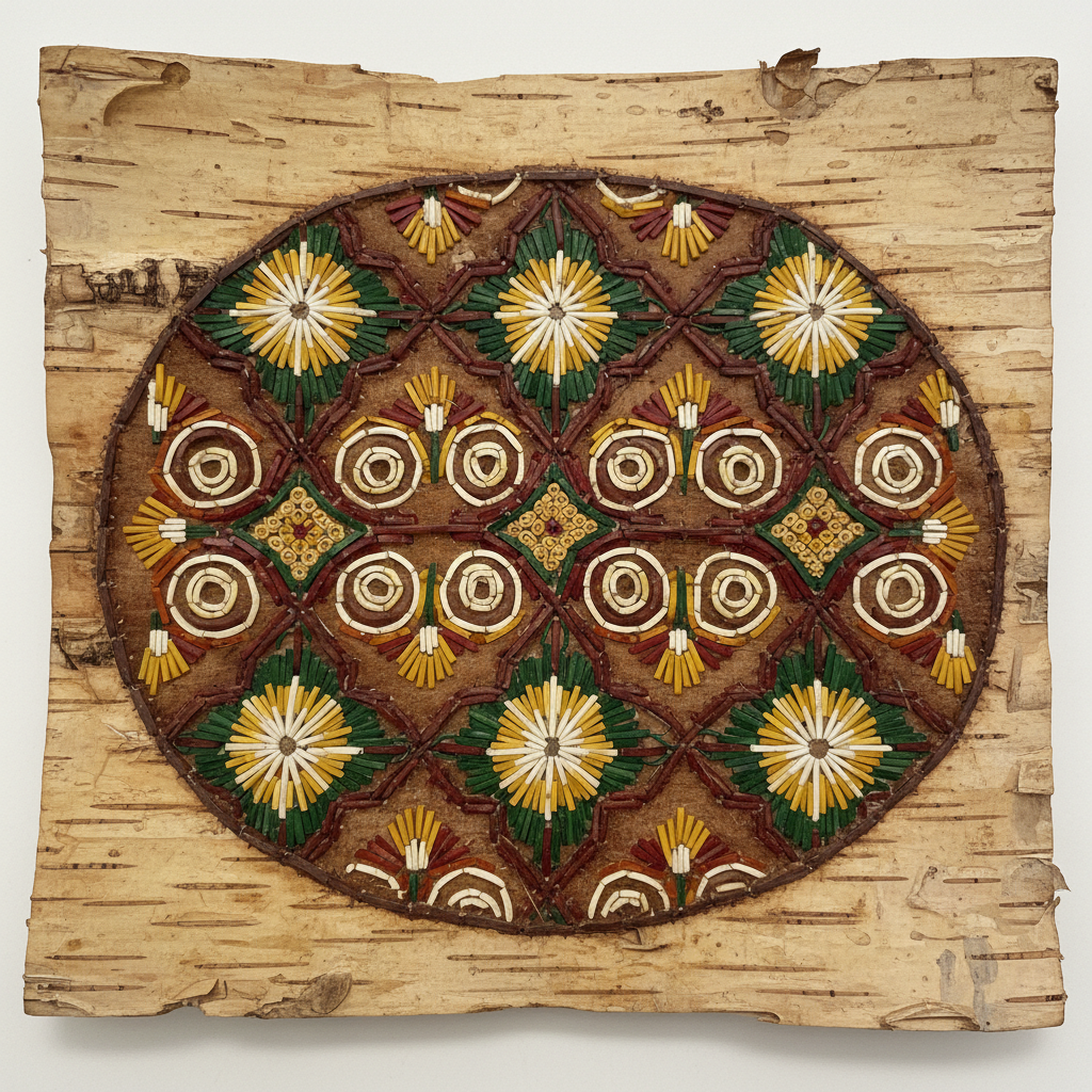 Quillwork pattern on birch bark