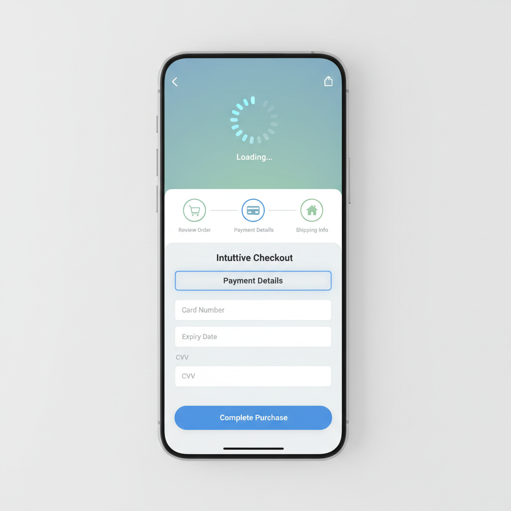 ShopEase mobile checkout flow on smartphone