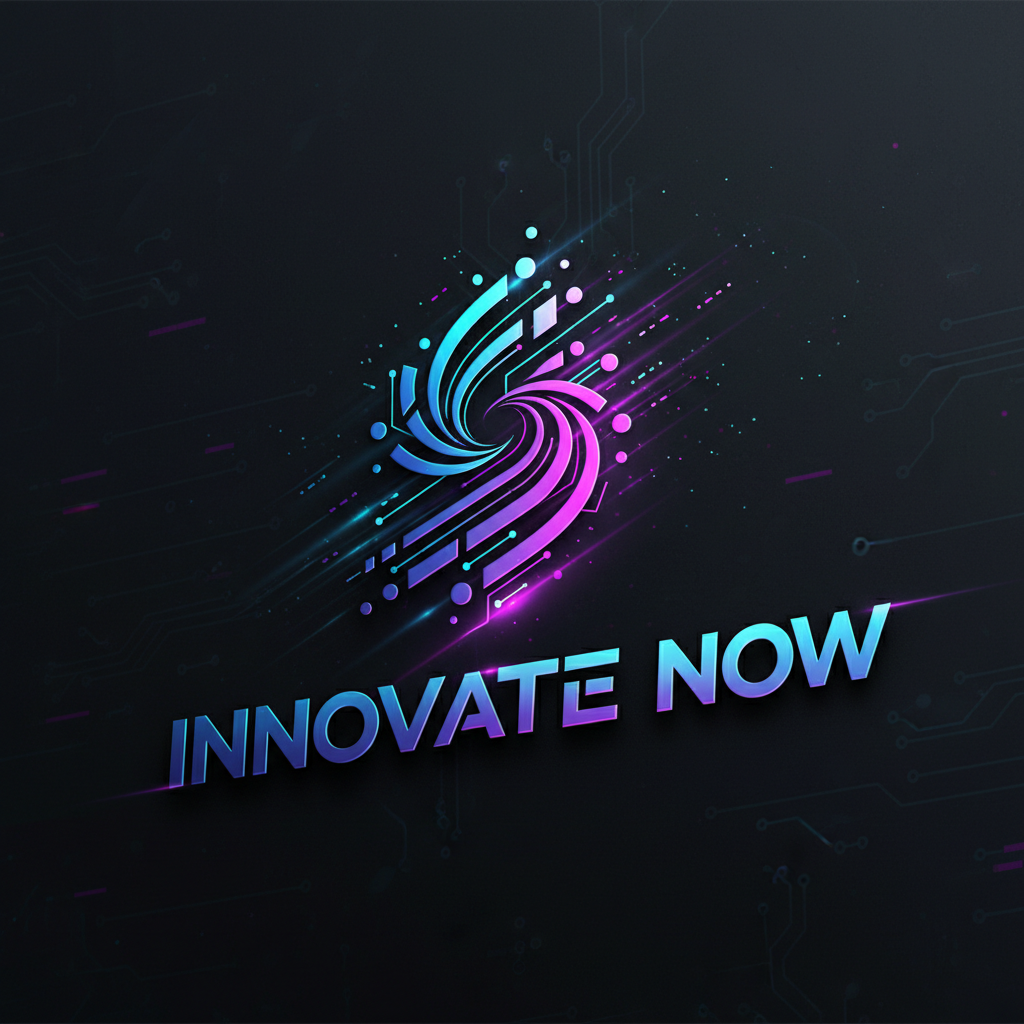 Modern tech startup branding with dark background and vibrant accent colors