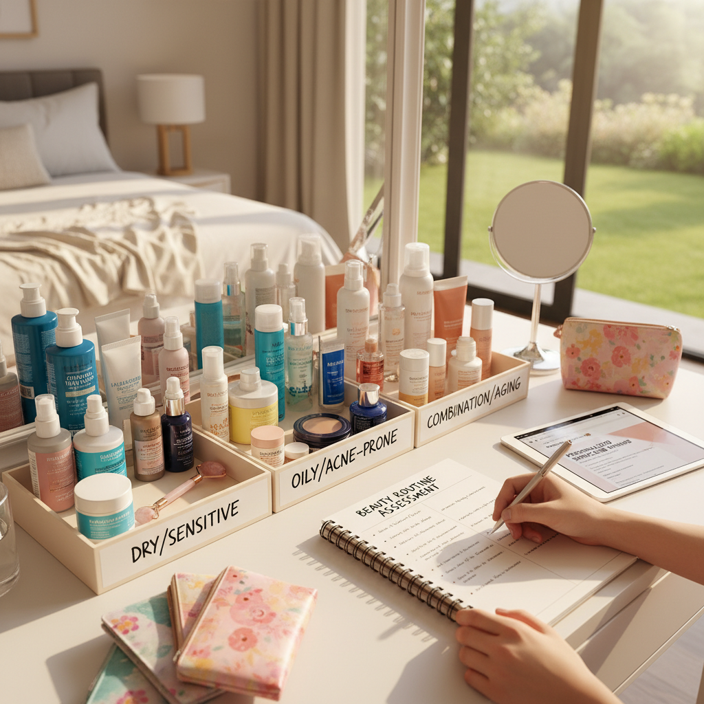 Consultation beauté personnalisée, femme souriante avec experte beauté dans salon moderne et lumineux