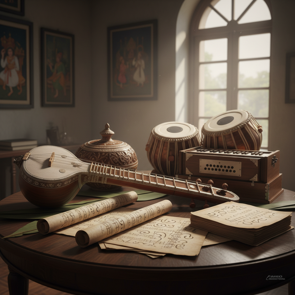 Sheet music and notation for classical Indian music composition