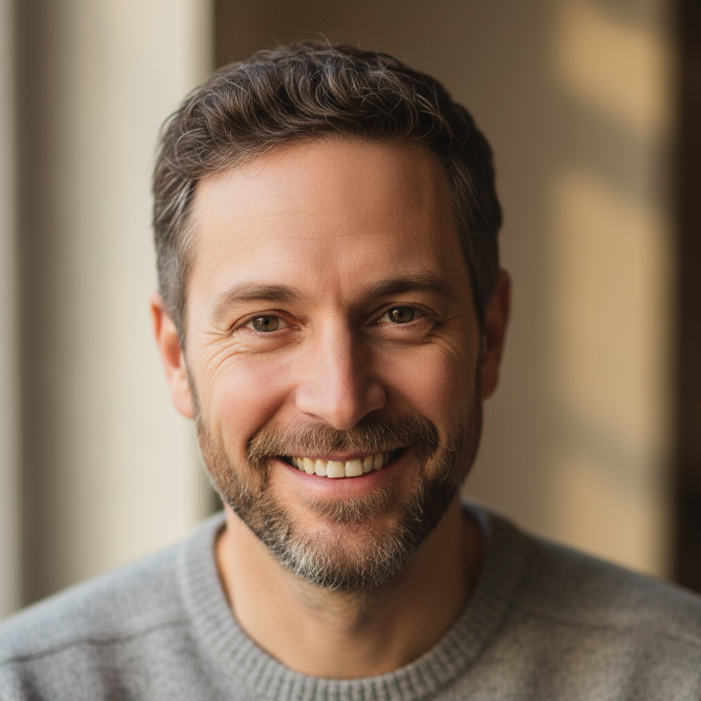 Man with beard, soft light background