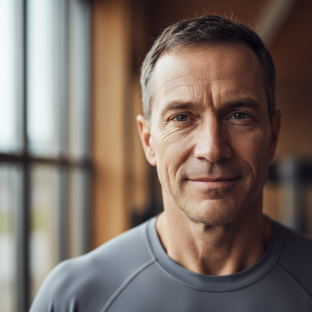 Portrait of Rafael Moreno, man smiling in casual athletic shirt