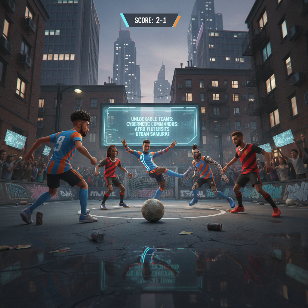 Striker FC — Fast-paced 3v3 street football with unlockable teams.