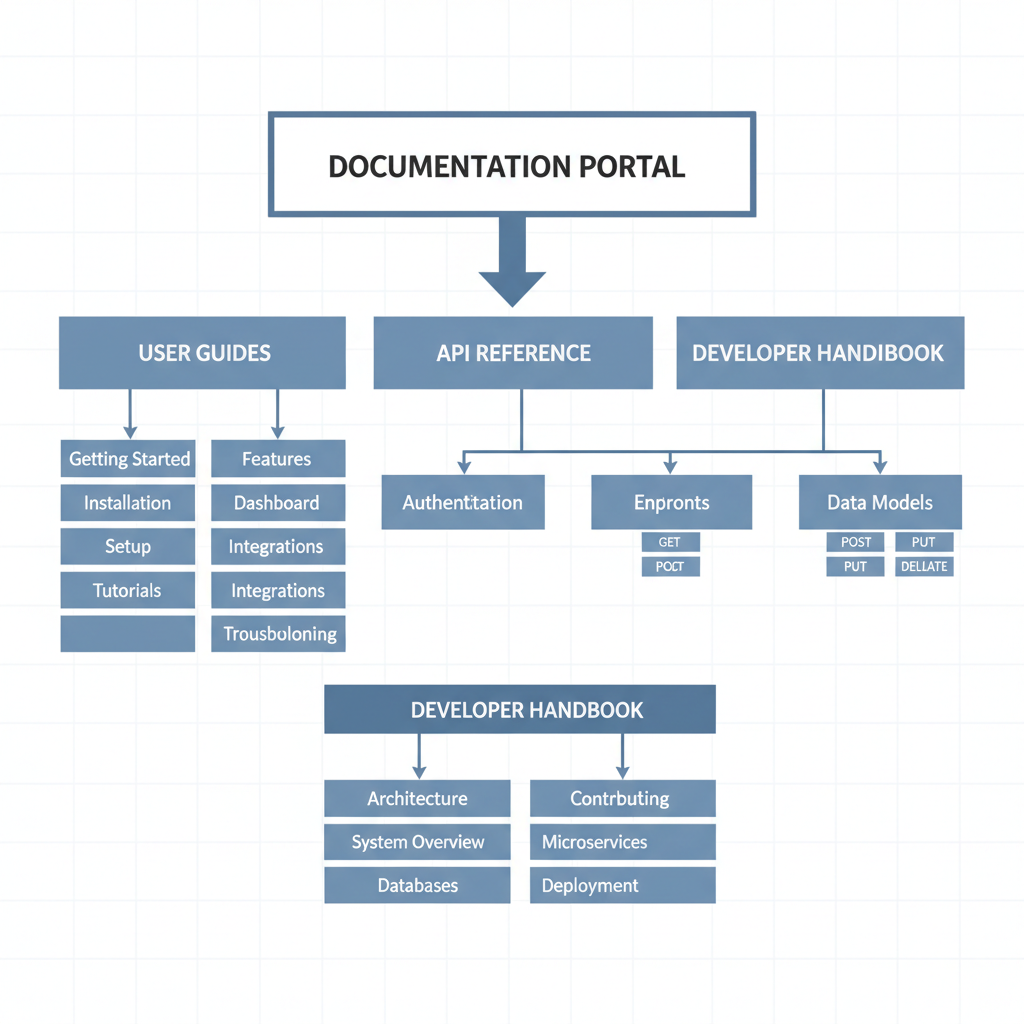 Information architecture diagram showing hierarchical documentation structure