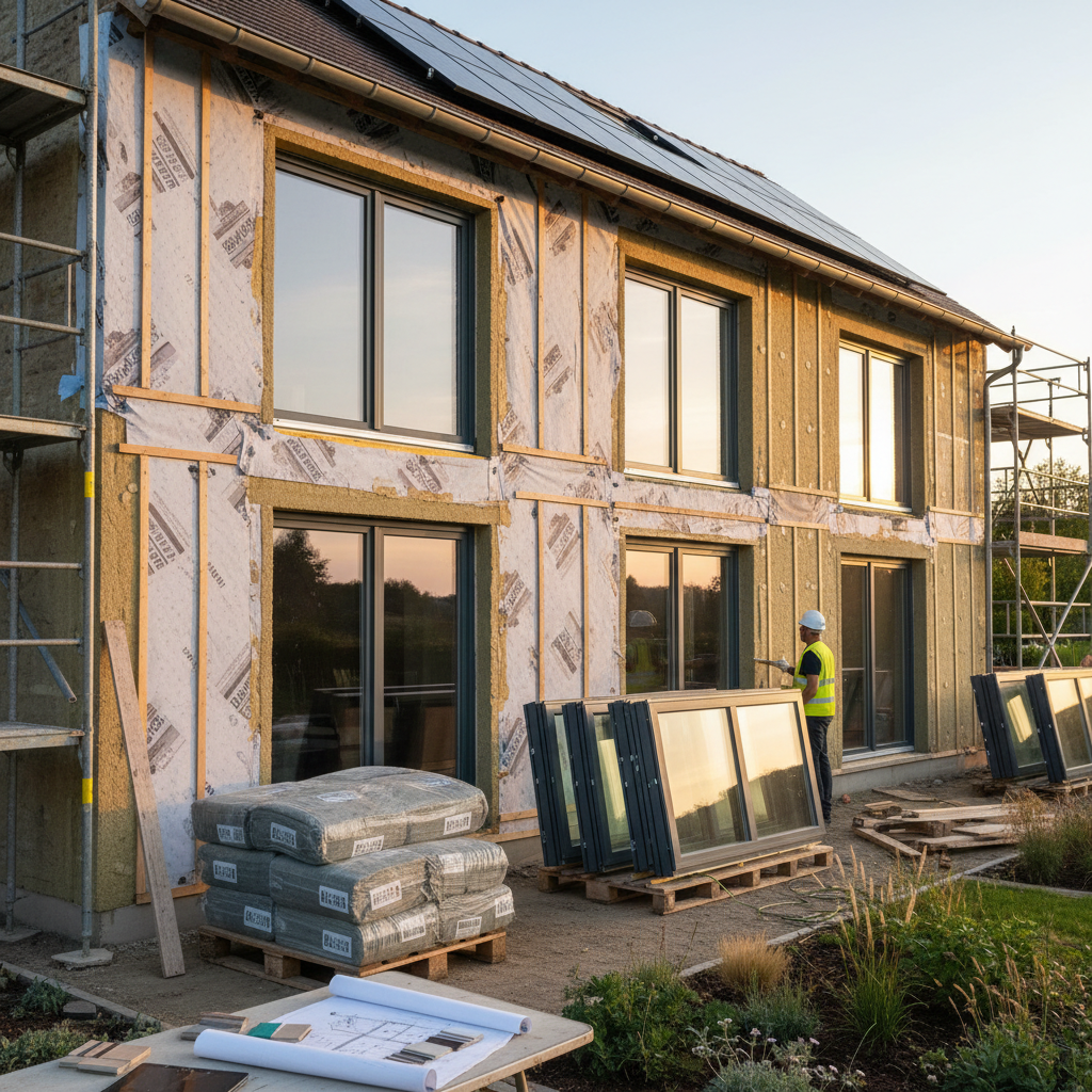 Mejoras de eficiencia energética en reforma integral con aislamiento térmico y ventanas eficientes