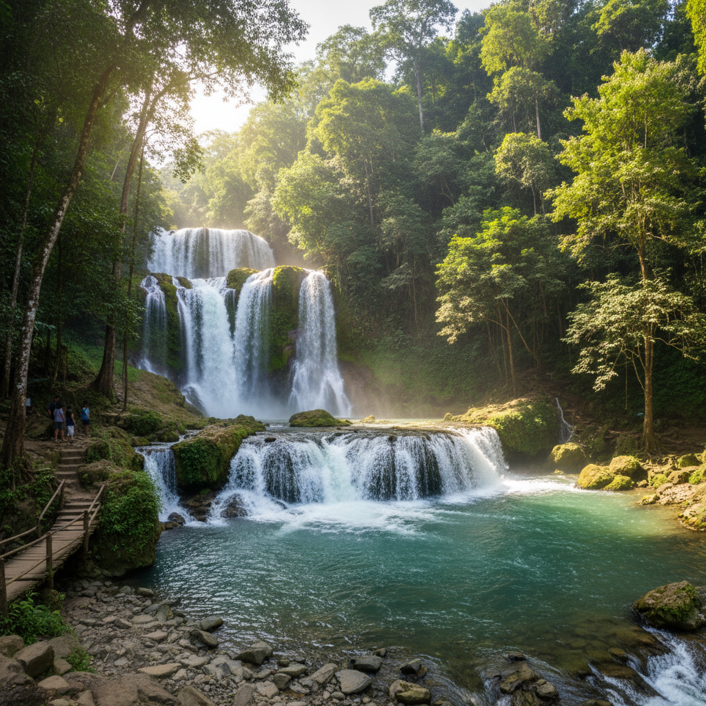 Tinuy-an Falls majestic multi-tiered waterfall in Surigao del Sur Philippines