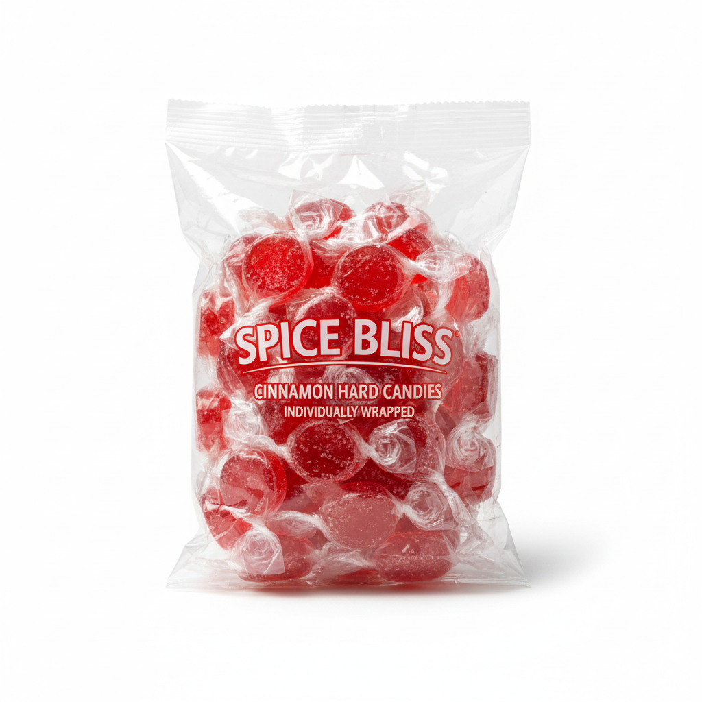 Bag of individually wrapped red cinnamon hard candies