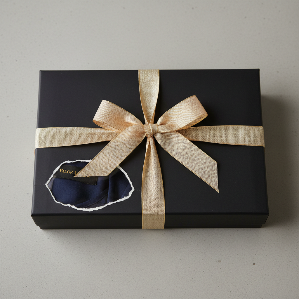Luxury jewelry packaging with gold tissue paper and dark gift box on dark surface