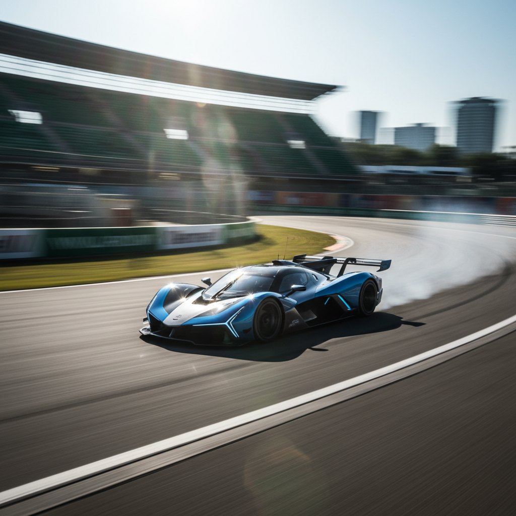 VX-R Apex on track at high speed with motion blur