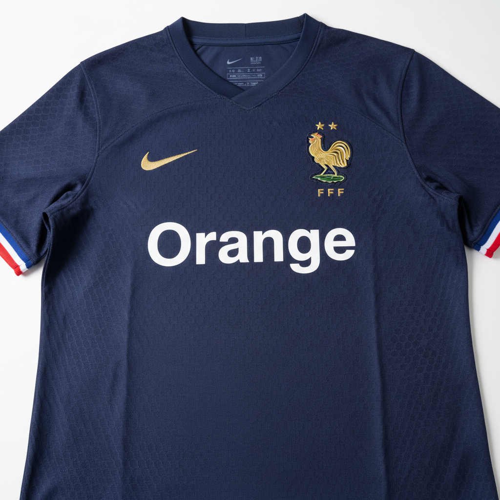 Dark blue France national team football jersey product shot, Les Bleus home kit, premium sportswear