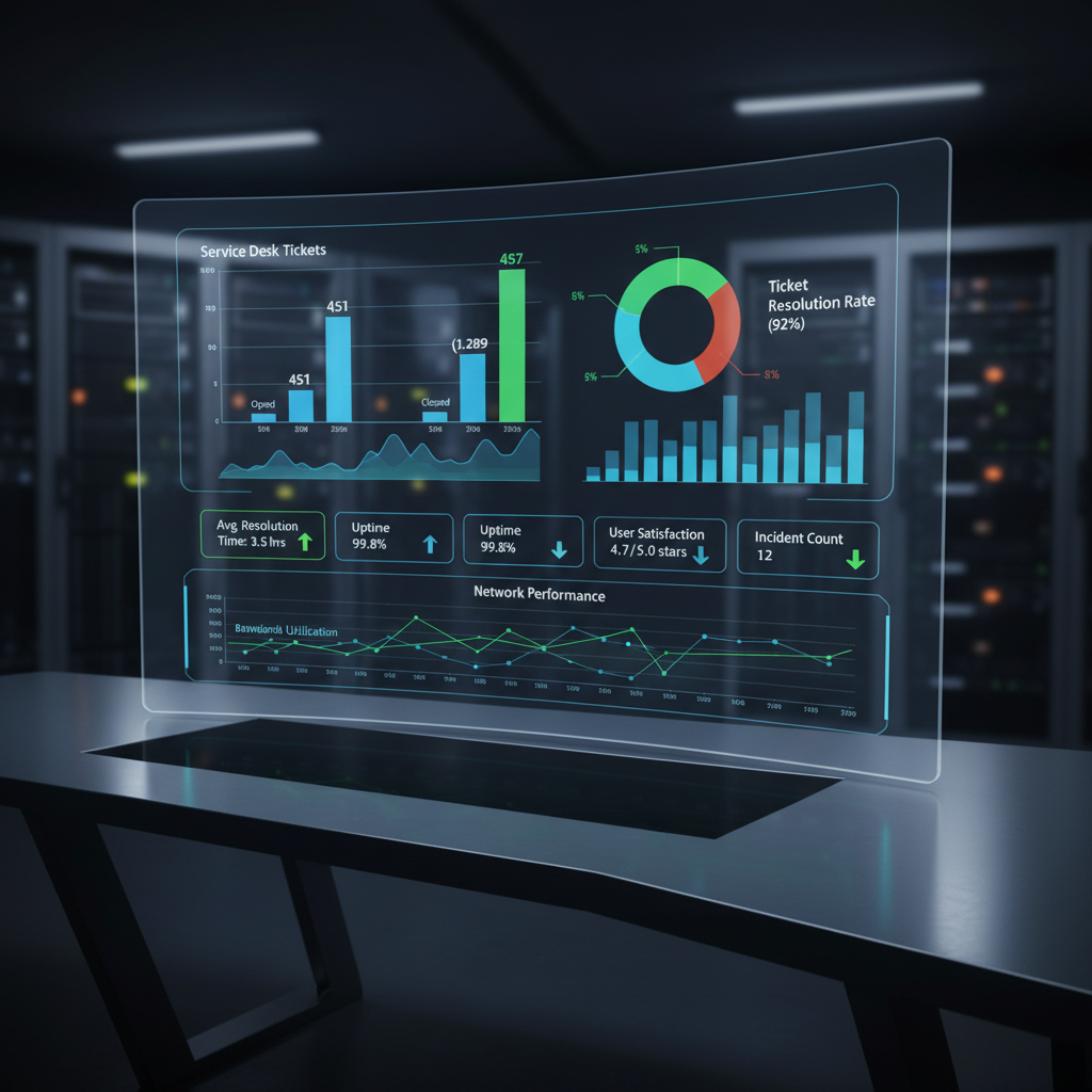 Laptop and network monitoring dashboard for IT infrastructure management