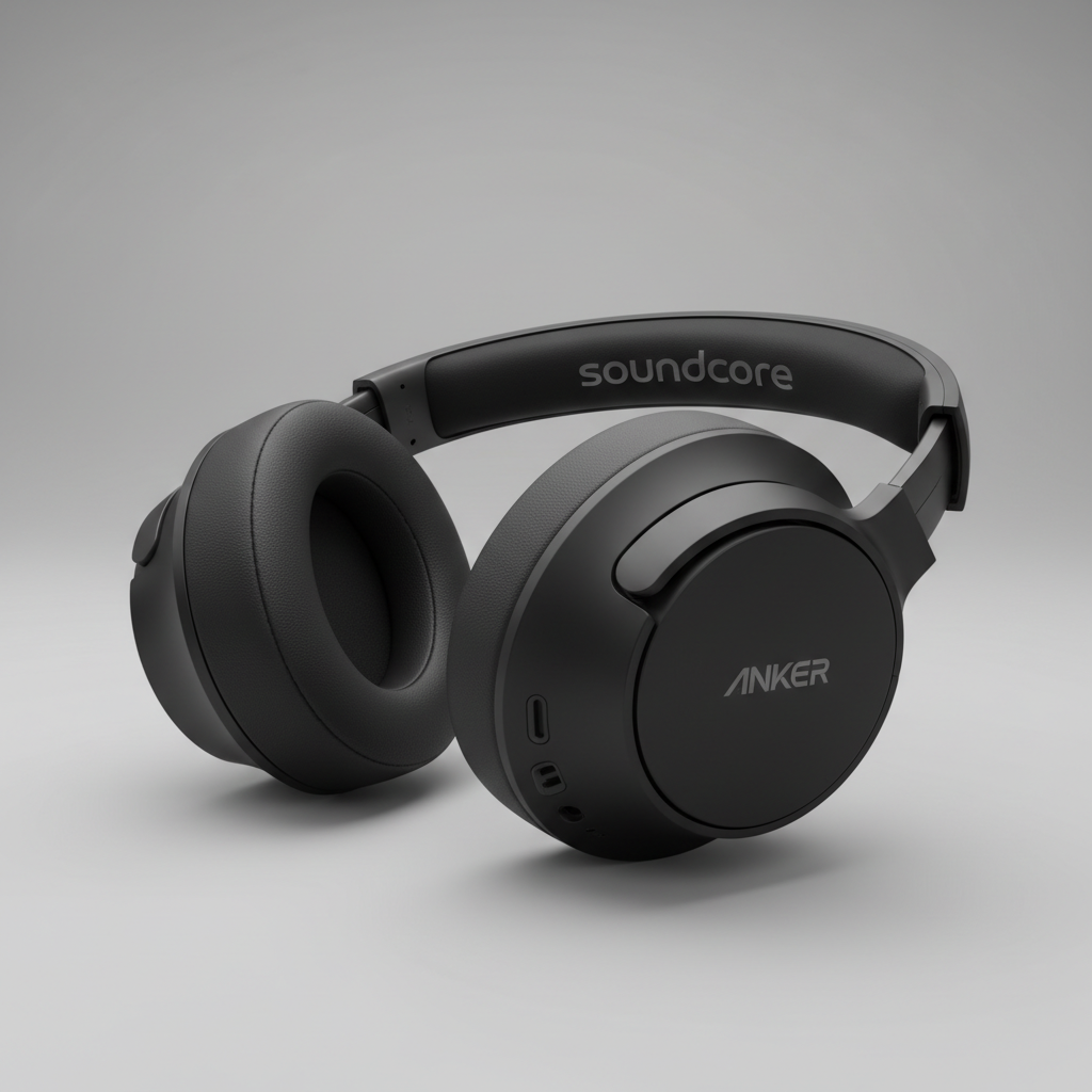 Anker Soundcore Q20i wireless headphones in matte black, clean product shot on dark background
