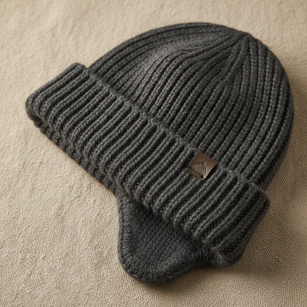 Cashmere Beanie Hat product photo on clean neutral background