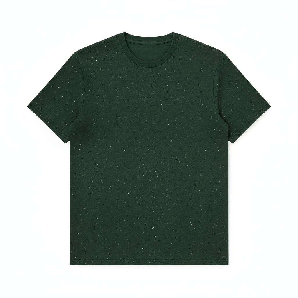 Dark green tee with film grain texture print