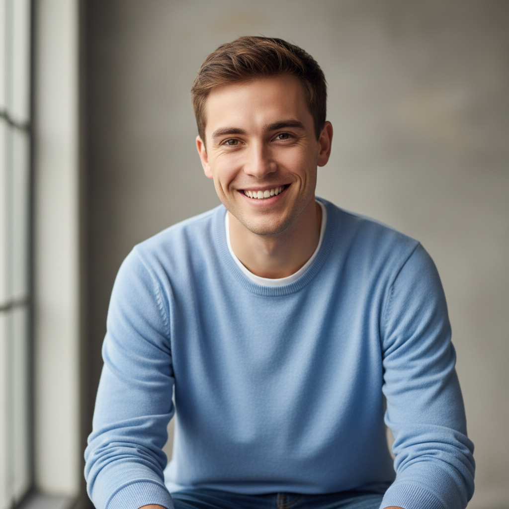 Young man with friendly smile in casual setting