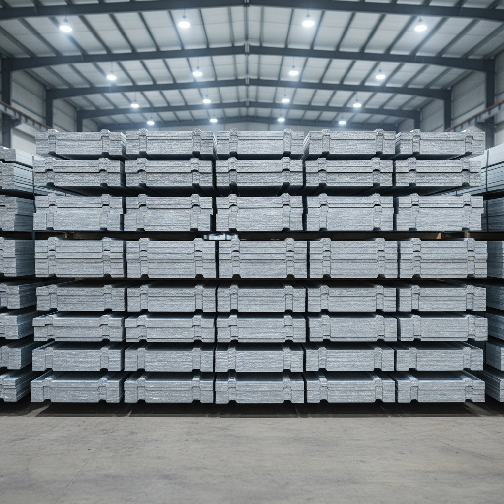 Aluminum sheets stacked in warehouse showing silver metallic surface texture, industrial storage
