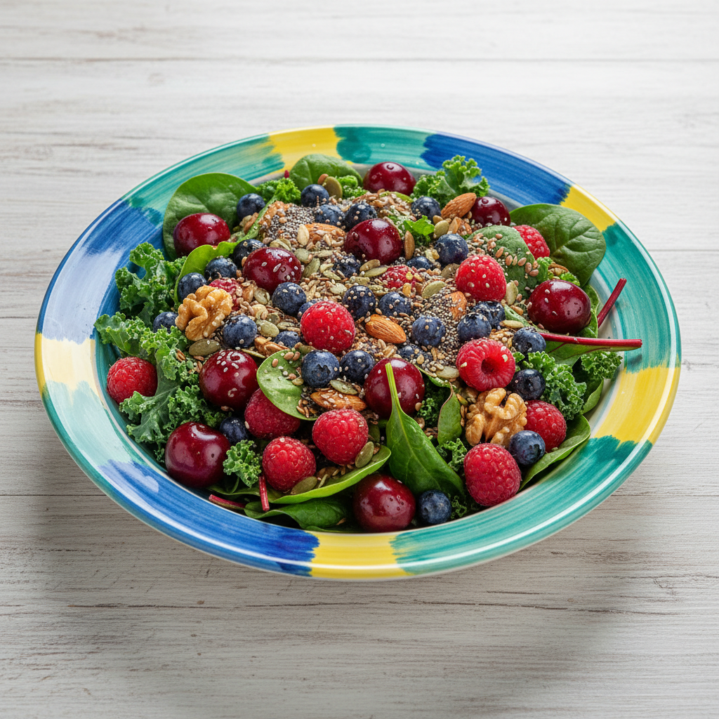 Colorful assortment of anti-inflammatory foods that support vein health