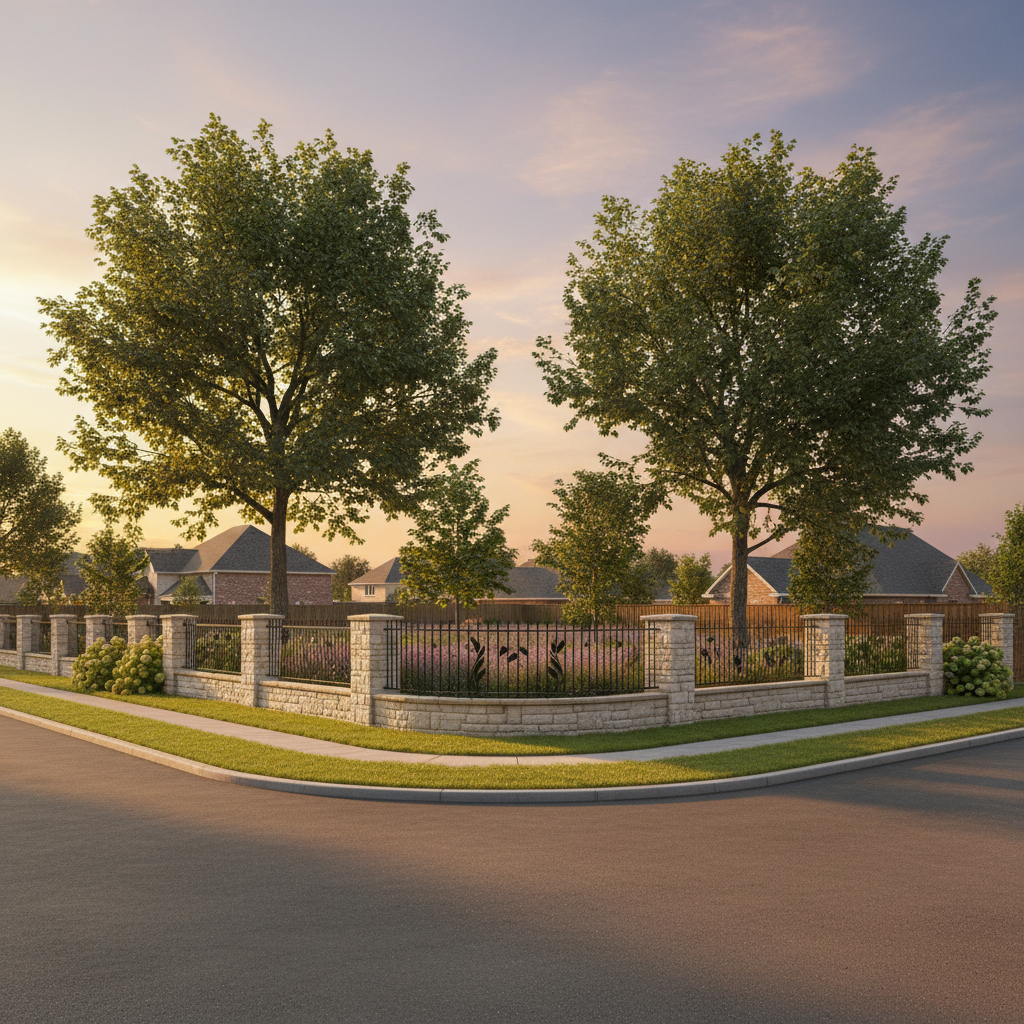 Open residential corner plot with boundary walls in a developing residential area