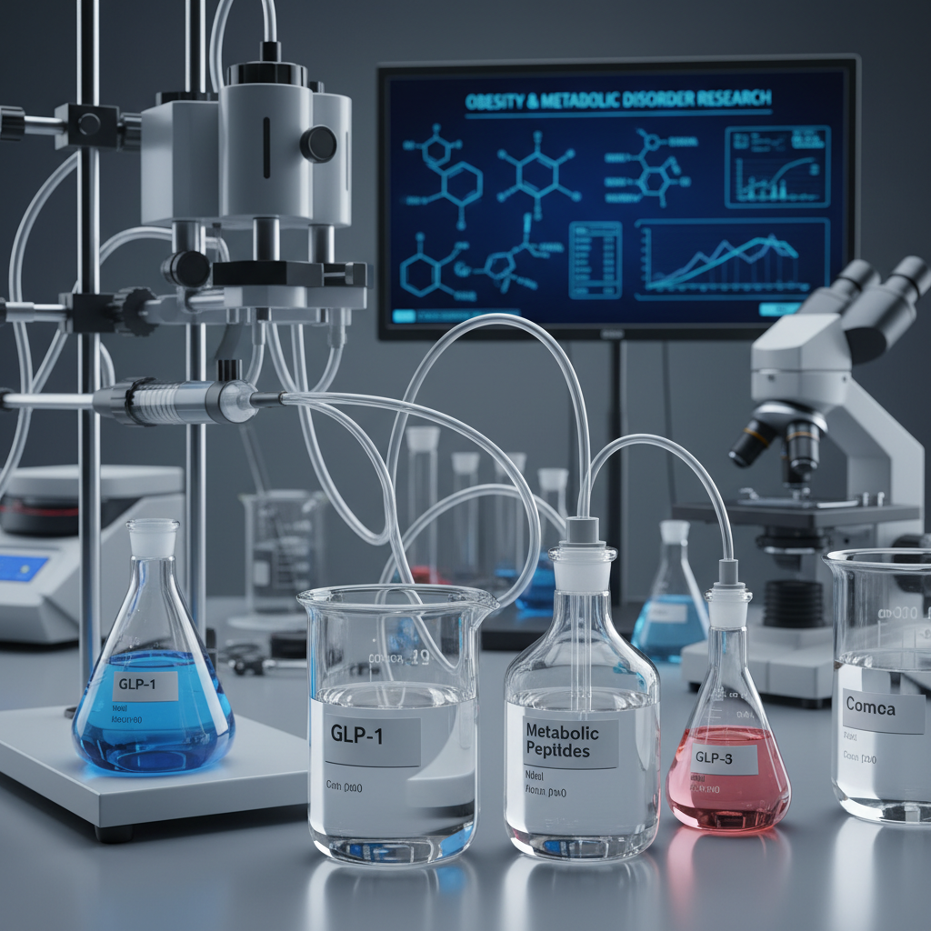 Diabetes drug development research with GLP-1 receptor agonist clinical trial data showing blood sugar and weight reduction