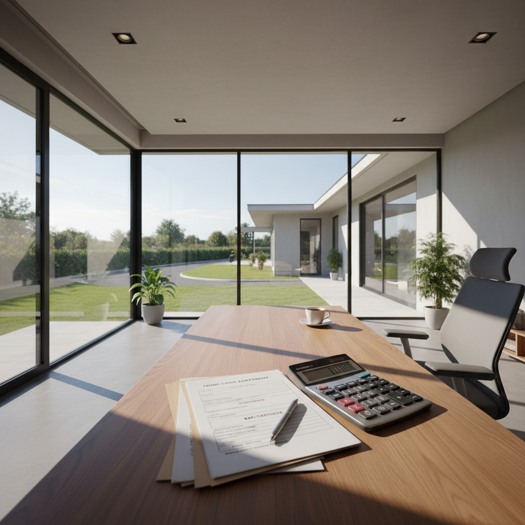 Financial documents and bond certificates on clean white desk in bright office environment with natural light