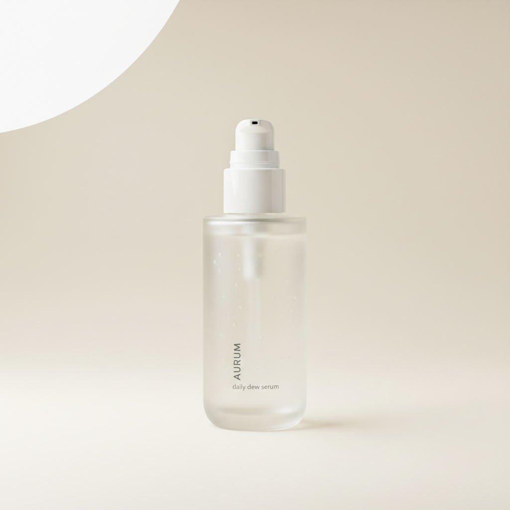Minimalist beauty brand film frame with soft light falling across skincare product