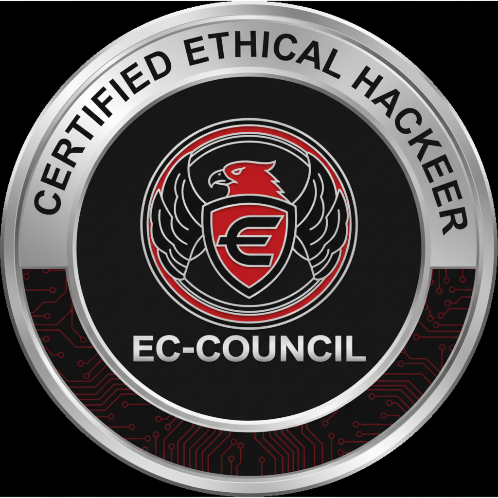 EC-Council ethical hacker certification document with blue border