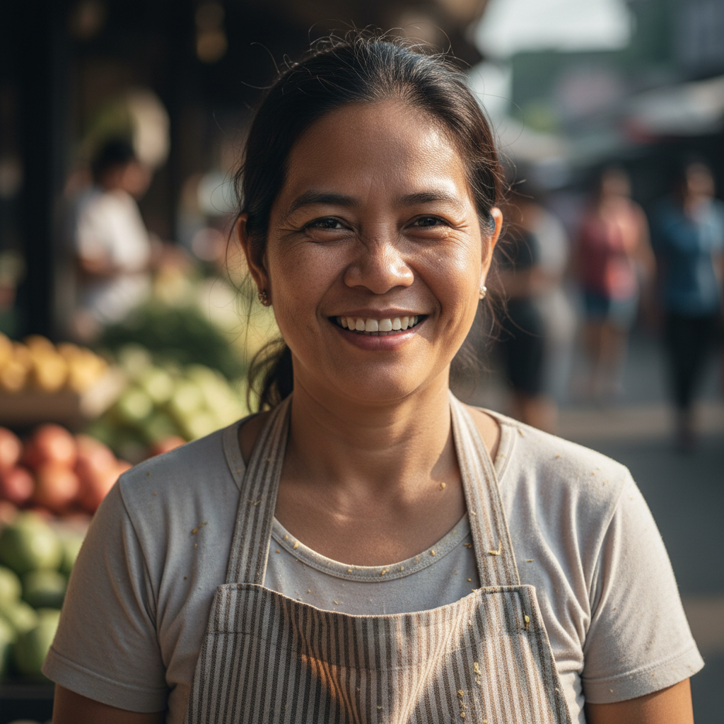 Filipino woman in her 40s with long black hair wearing white lab coat, holding clipboard in agricultural facility