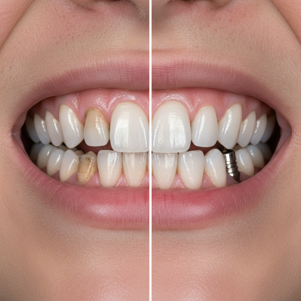 Patient smiling confidently after full mouth dental implant restoration