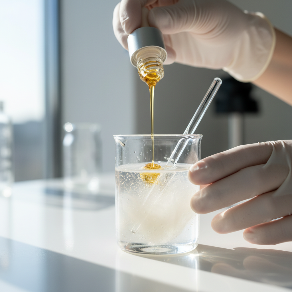 Close-up of custom serum being blended at Formule
