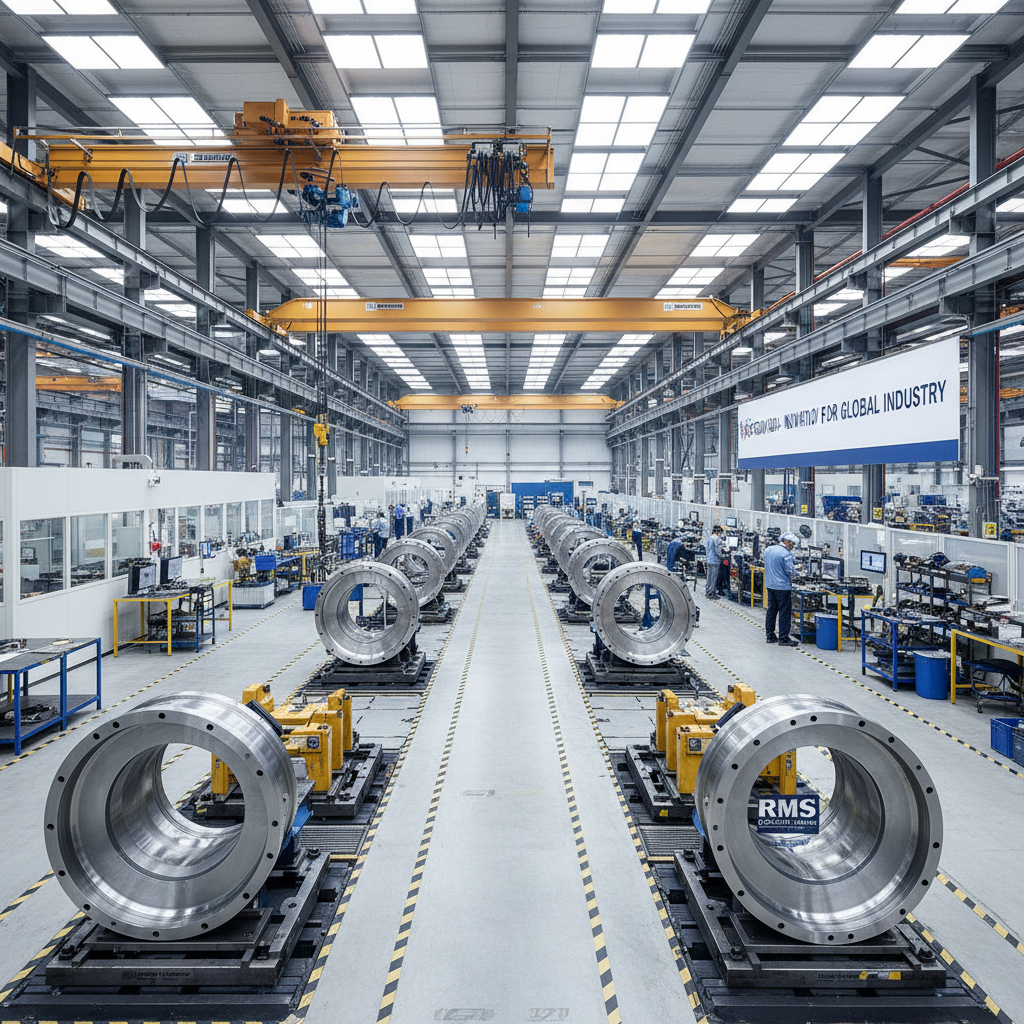 Industrial manufacturing facility with metal framework, dark steel environment, professional workers