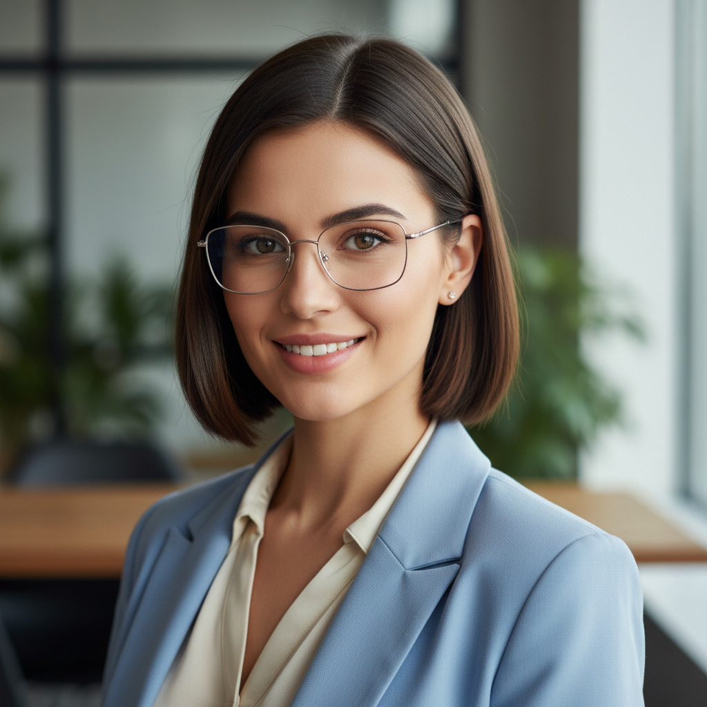 Young woman with glasses and professional appearance