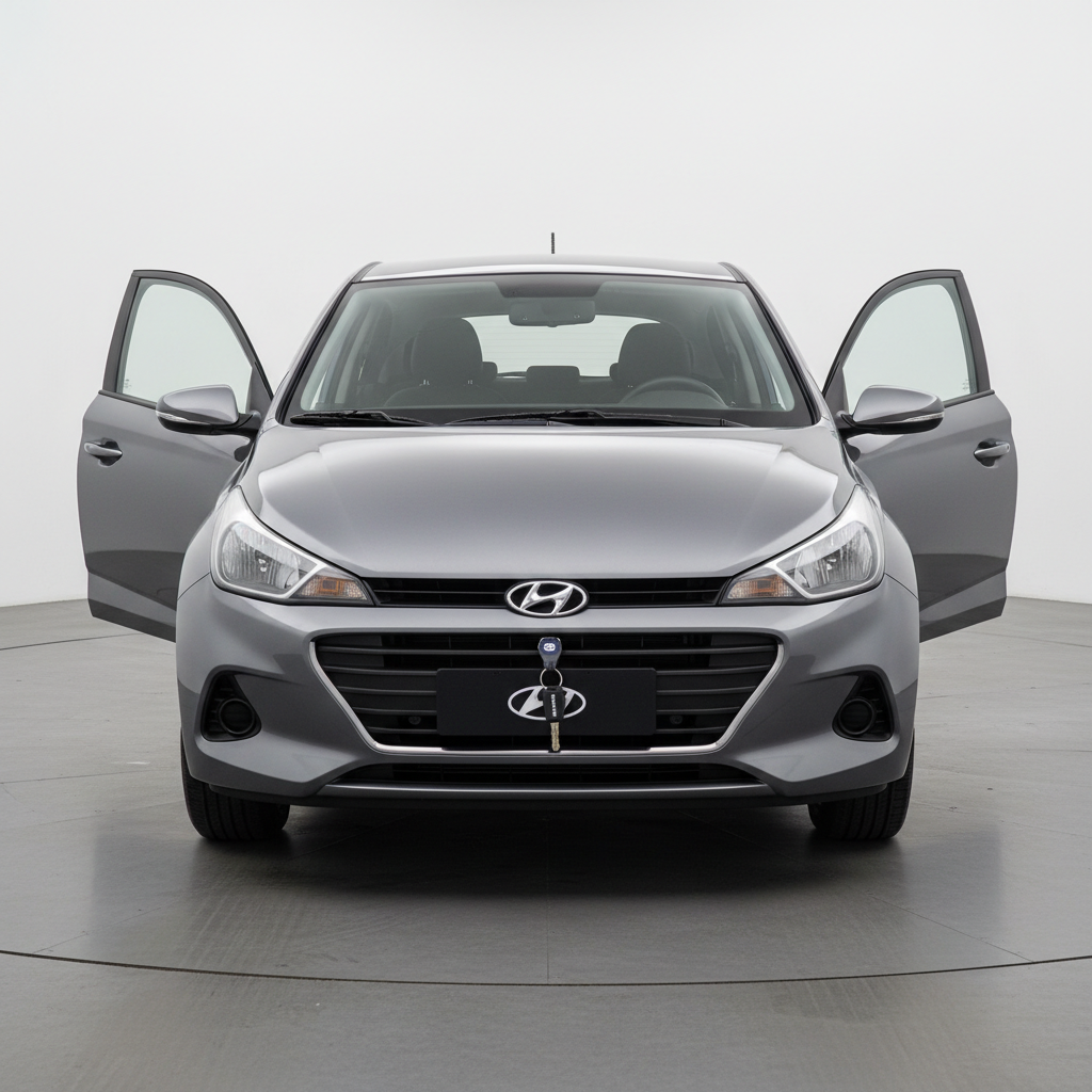 Hyundai HB20 cinza 2021 em rua urbana à luz do dia