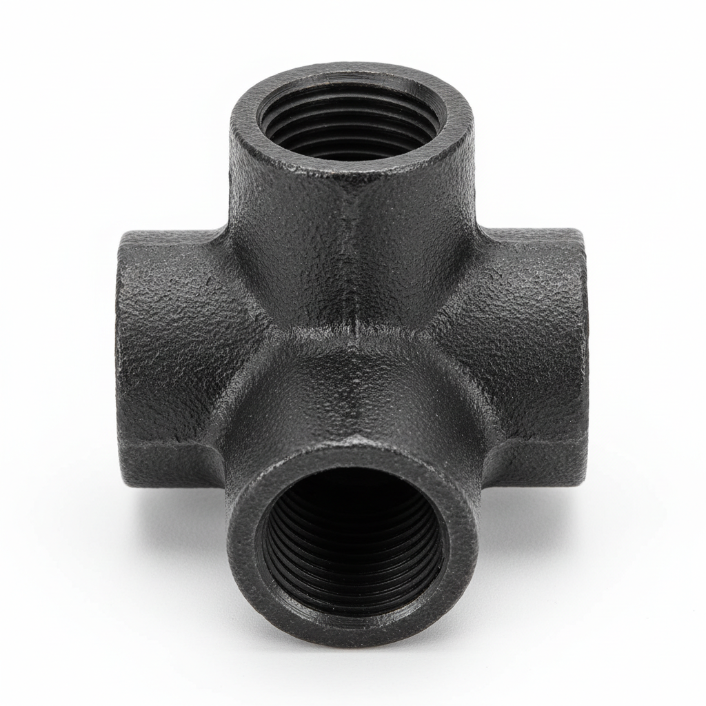 Four-way steel cross pipe fittings for pipeline distribution systems